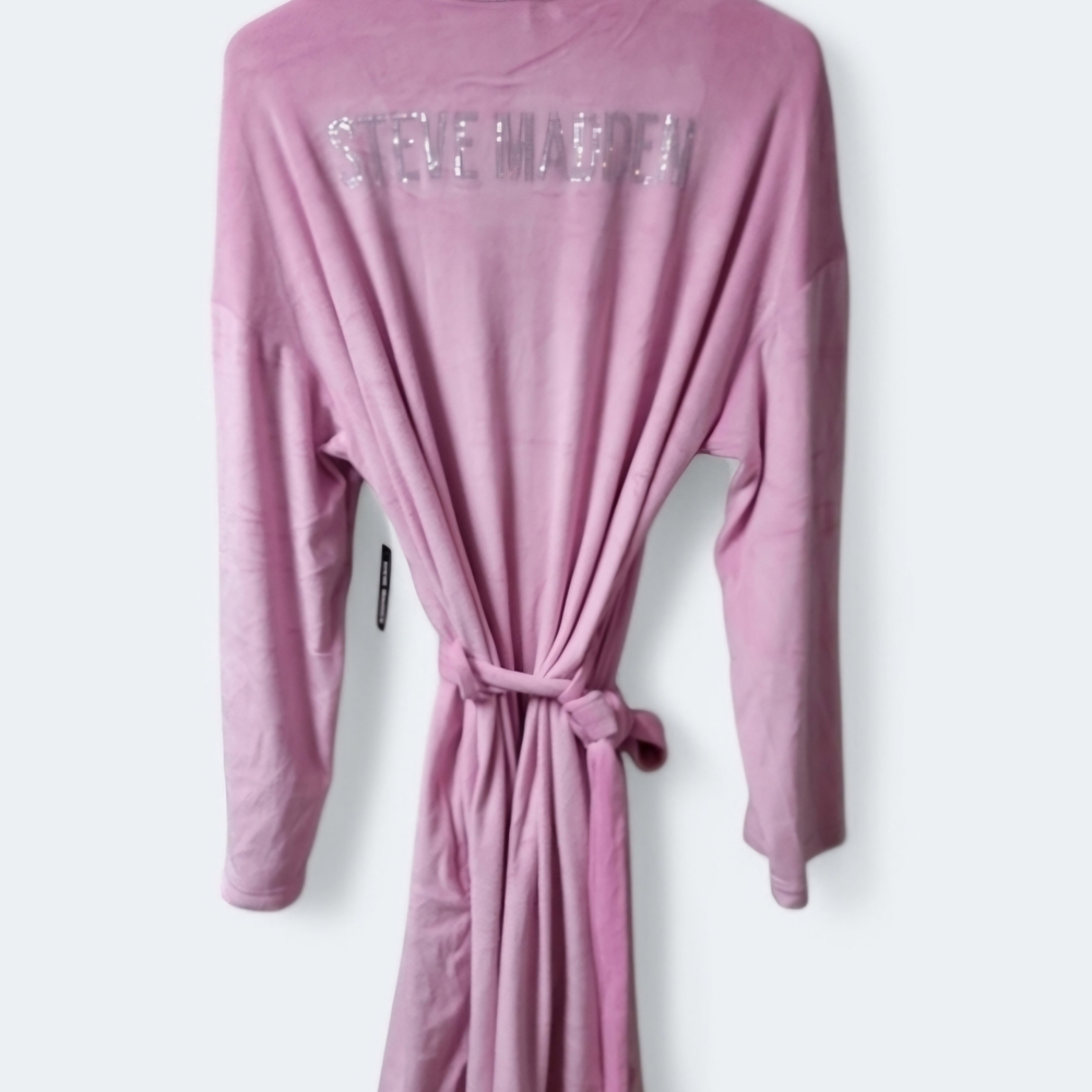 Steve Madden Blush Pink Velvet Robe with Sequin Logo